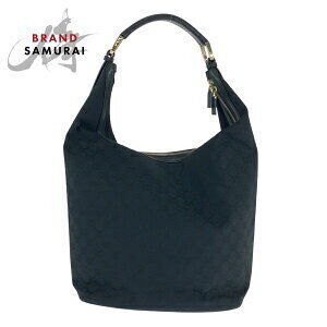 GUCCI hobo shoulder bag black GG canvas